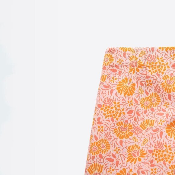 NWT Zara pink, orange & lilac floral print linen cotton blend shorts, XS - Picture 7 of 10